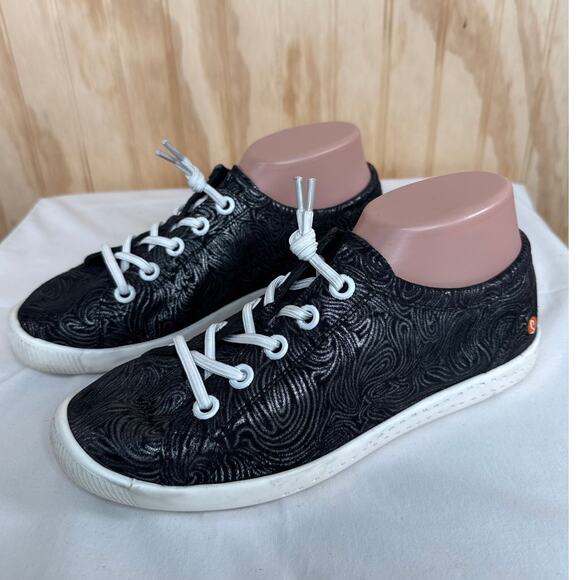 Softinos Isla Low Soft Black Textured Leather Women Sneakers Size EU 40/US 10 - Picture 8 of 8